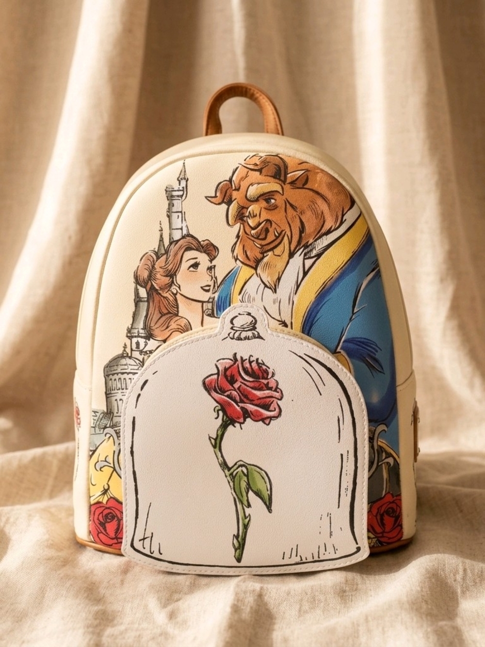Loungefly Disney Beauty And The Beast Couple Rose Mini Backpack